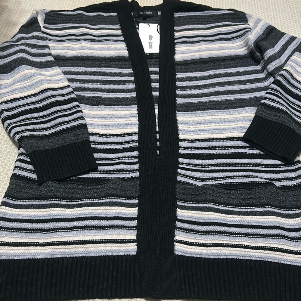 Chloe + Jasmine Womens Knit Open Front Cardigan with Pockets Size Large NWT